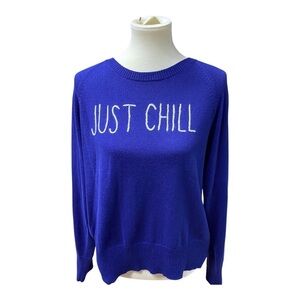 NWOT “Just Chill” Oversized Blue Sweater